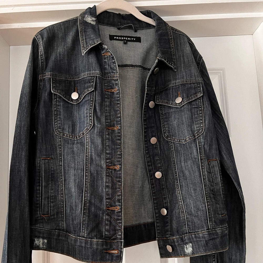 Prosperity Distressed Denim Jean Jacket - Size L